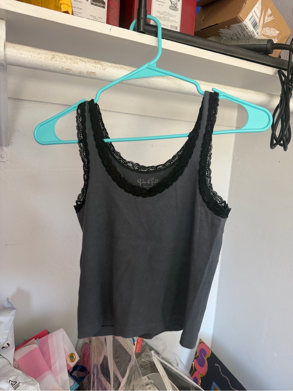 Brandy Melville Black Lace Trim Tank Top